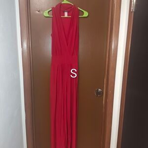Red Sleeveless Jumpsuit